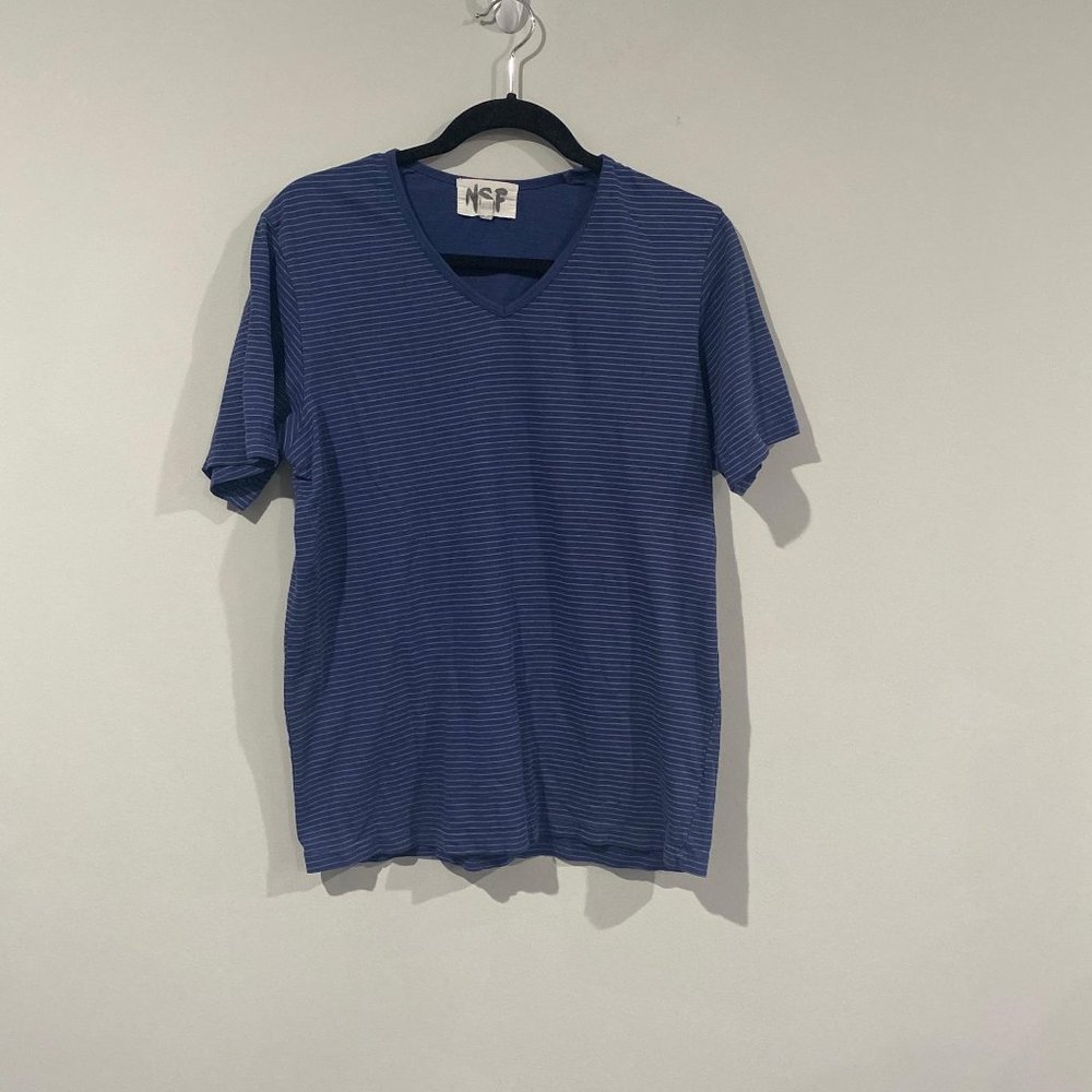 NSF Men’s Blue Striped Tee Size M